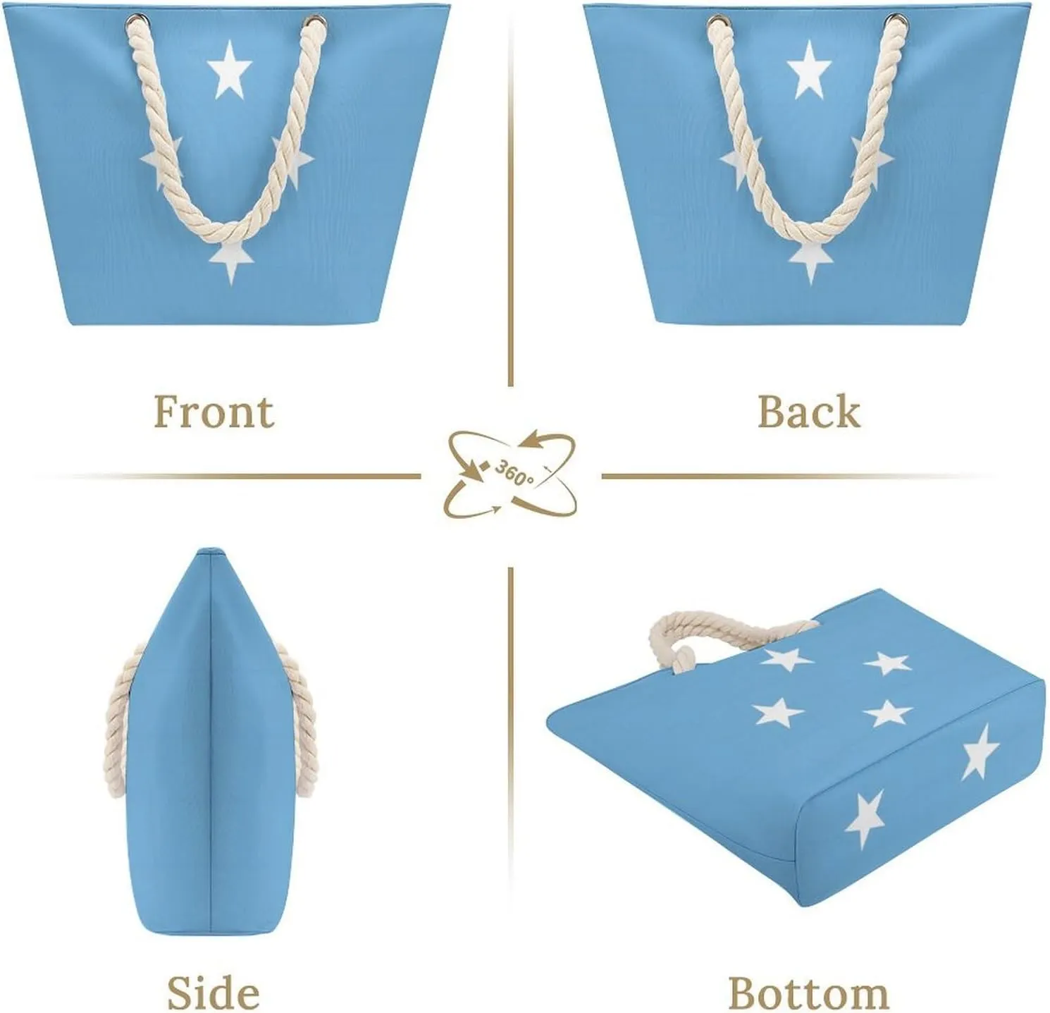 Tote Bag Large Handles Beach Bag with Zipper for Shopping Groceries Travel Outdoors Swim Pool Bag