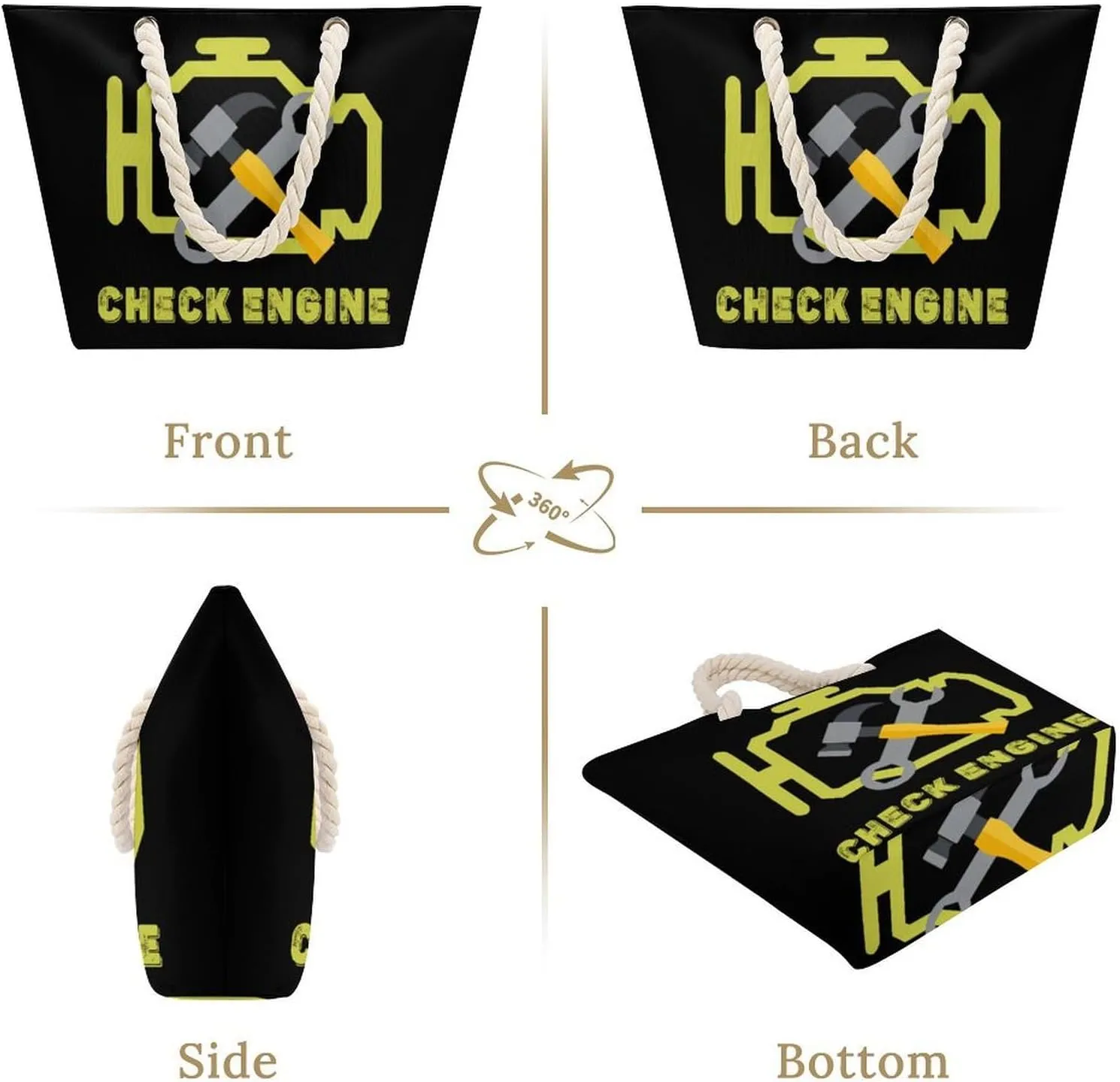Tote Bag Large Handles Beach Bag with Zipper for Shopping Groceries Travel Outdoors Swim Pool Bag