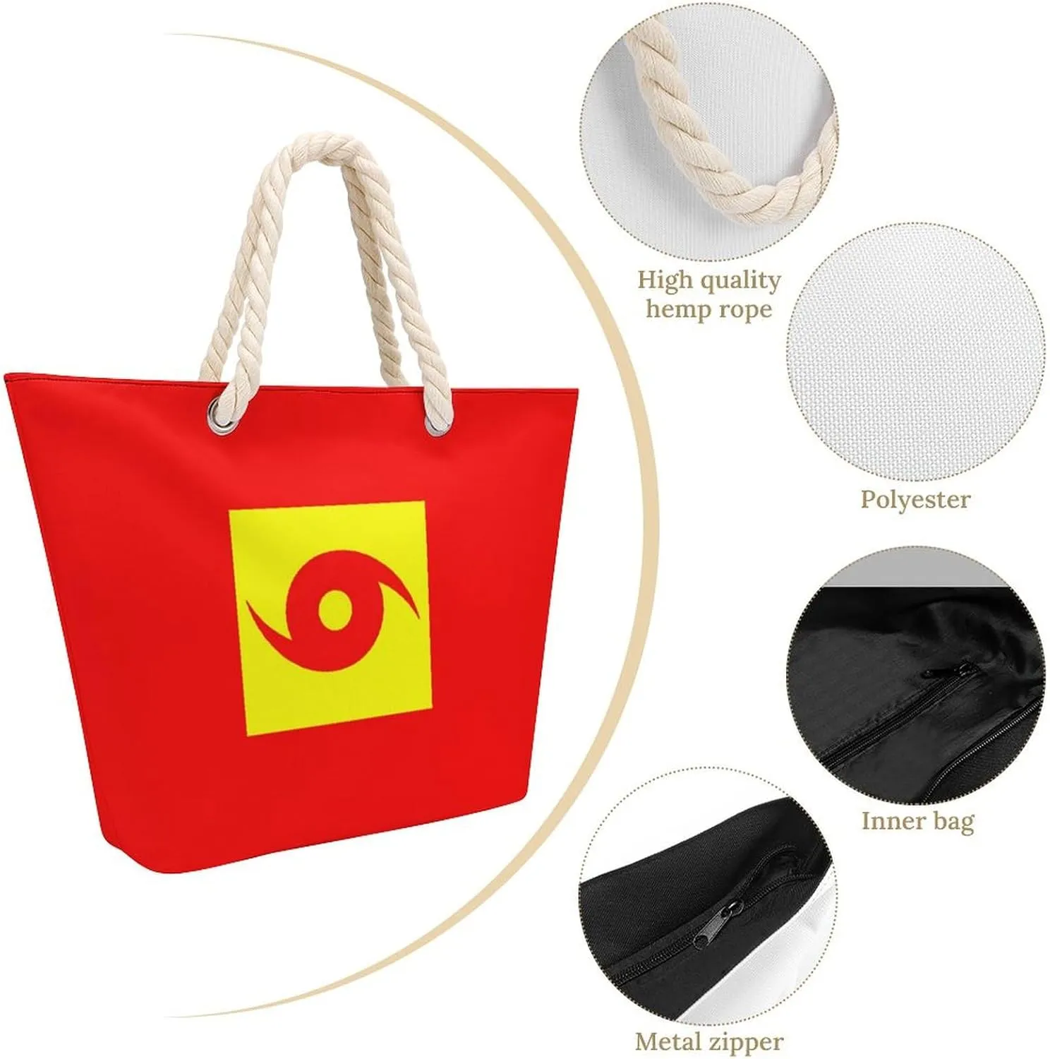 Tote Bag Large Handles Beach Bag with Zipper for Shopping Groceries Travel Outdoors Swim Pool Bag