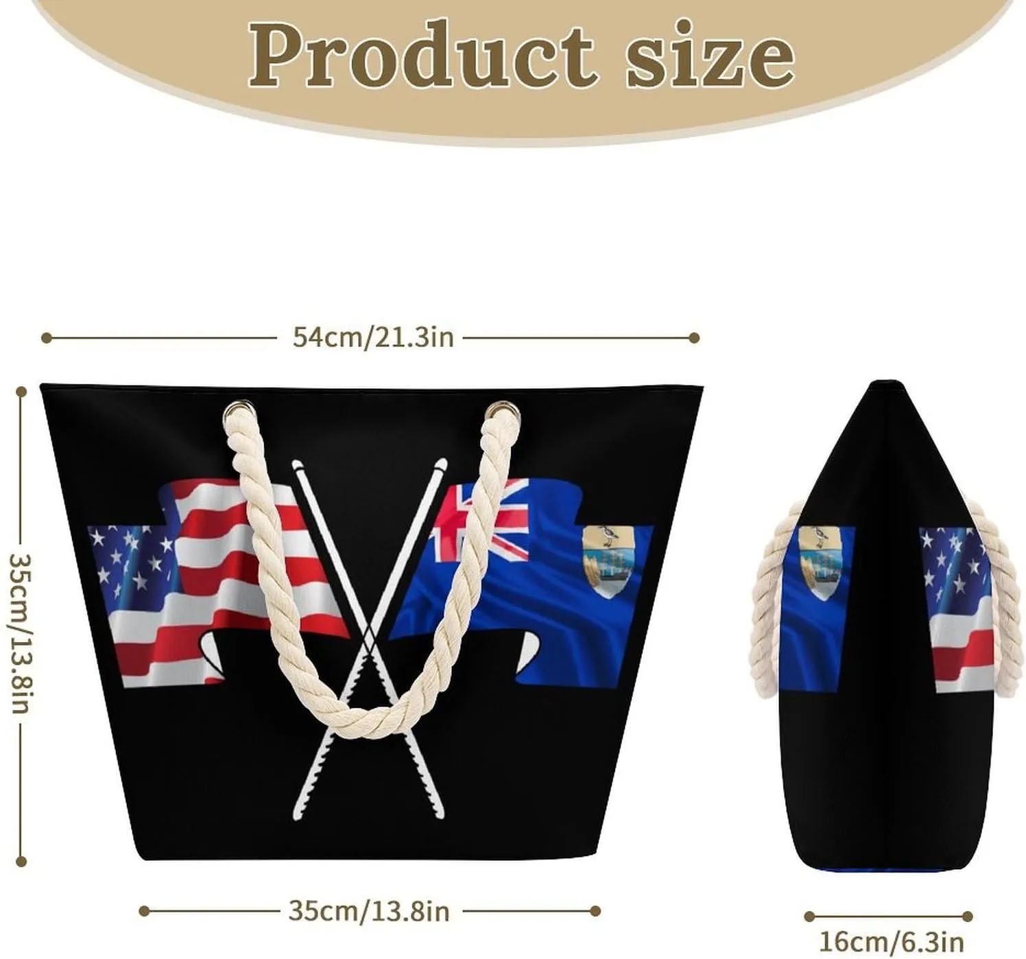 Tote Bag Large Handles Beach Bag with Zipper for Shopping Groceries Travel Outdoors Swim Pool Bag