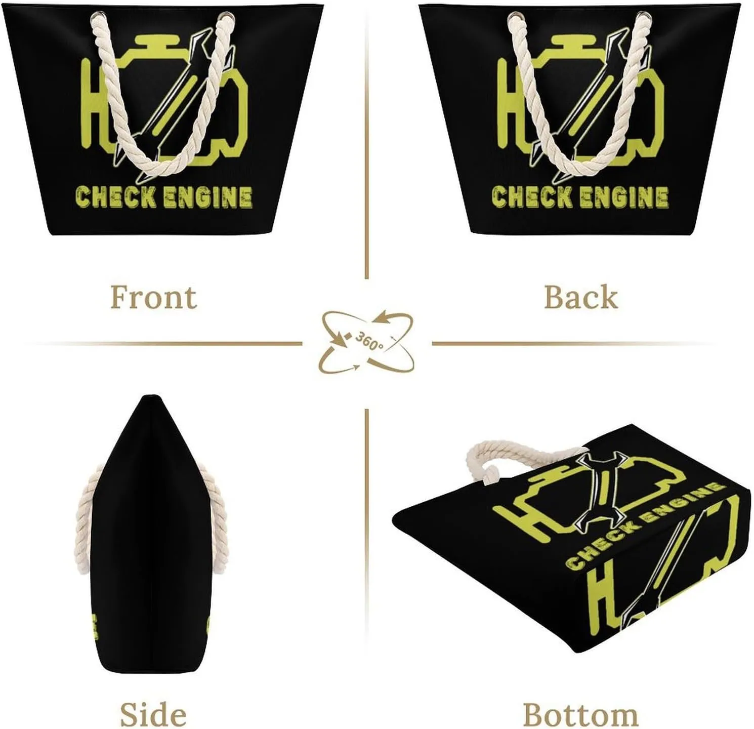 Tote Bag Large Handles Beach Bag with Zipper for Shopping Groceries Travel Outdoors Swim Pool Bag