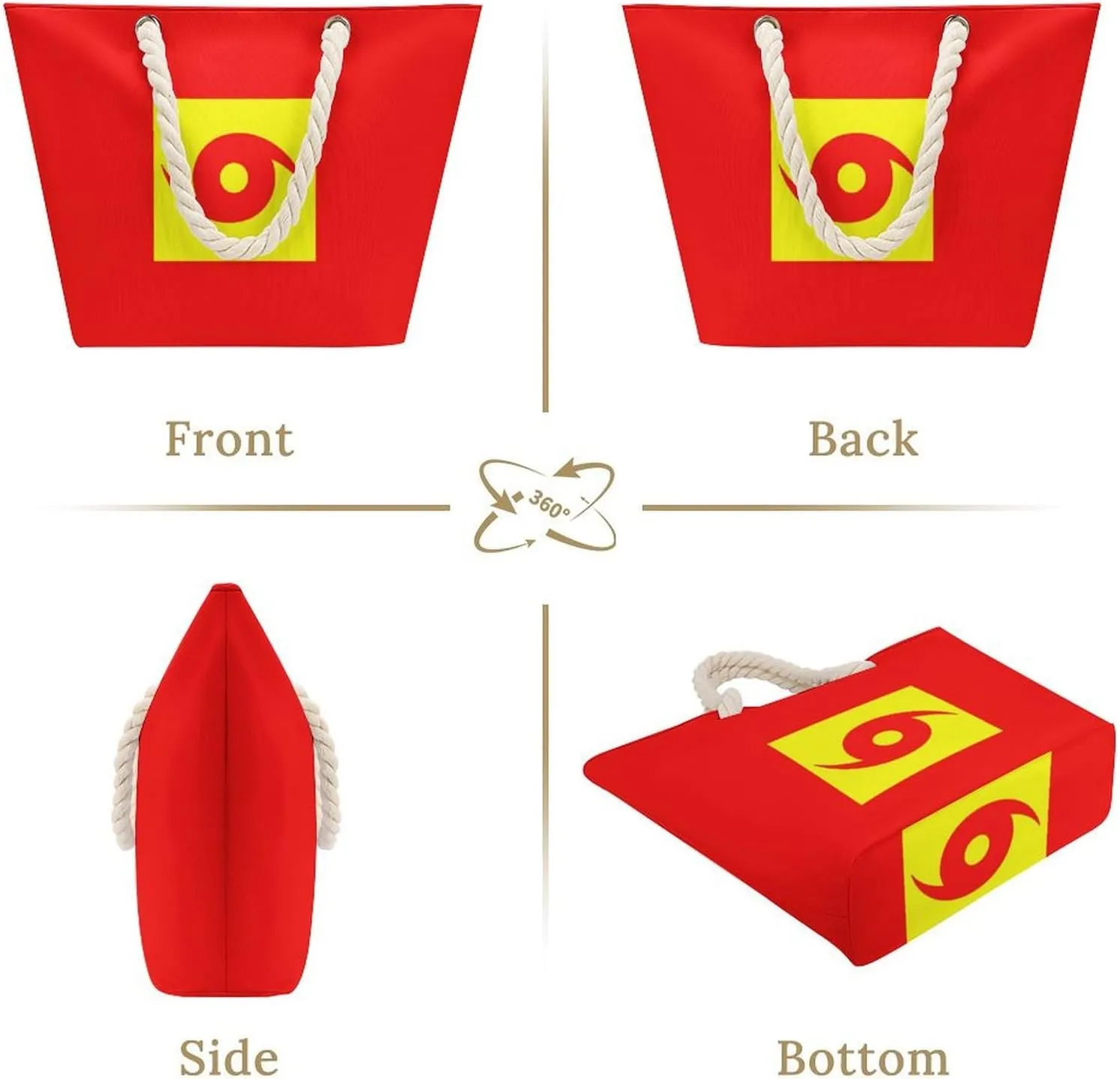 Tote Bag Large Handles Beach Bag with Zipper for Shopping Groceries Travel Outdoors Swim Pool Bag