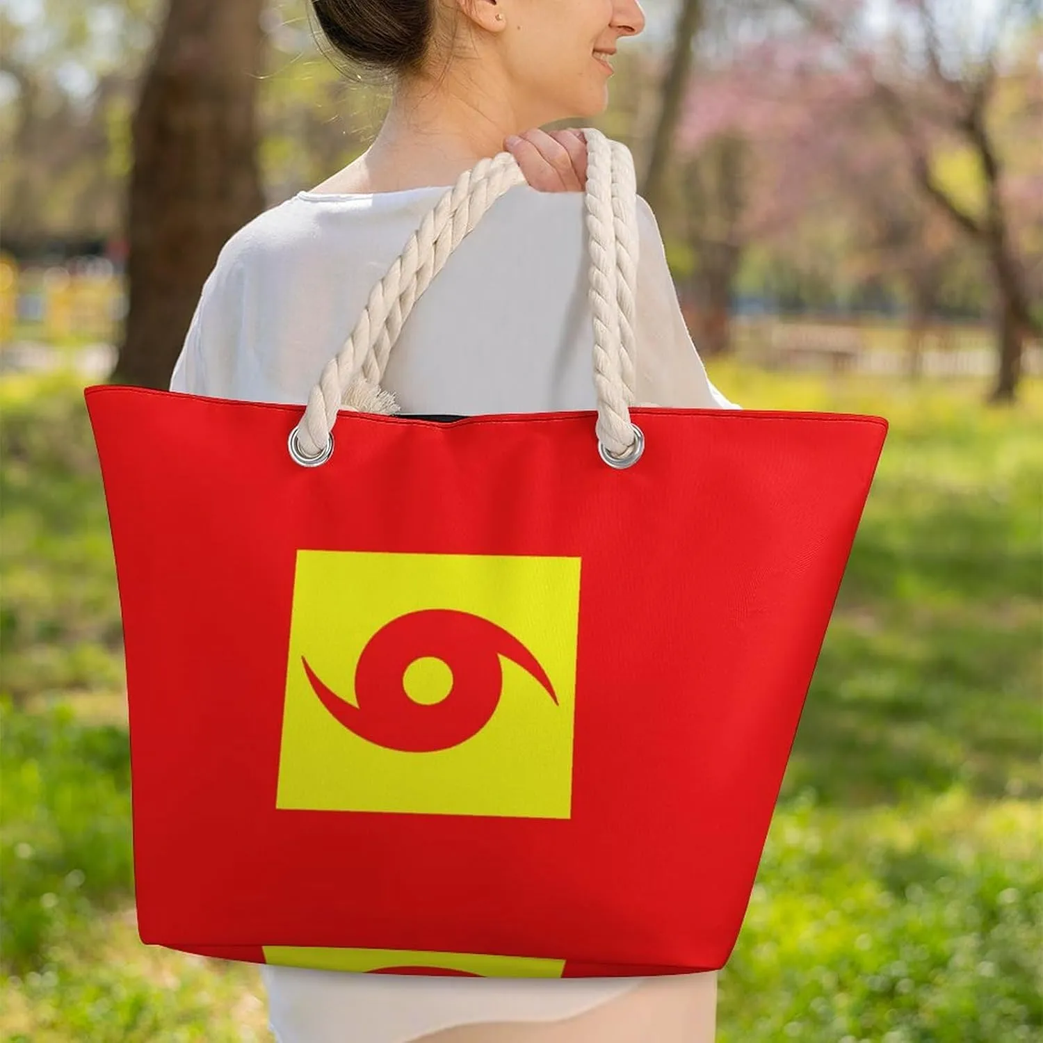 Tote Bag Large Handles Beach Bag with Zipper for Shopping Groceries Travel Outdoors Swim Pool Bag