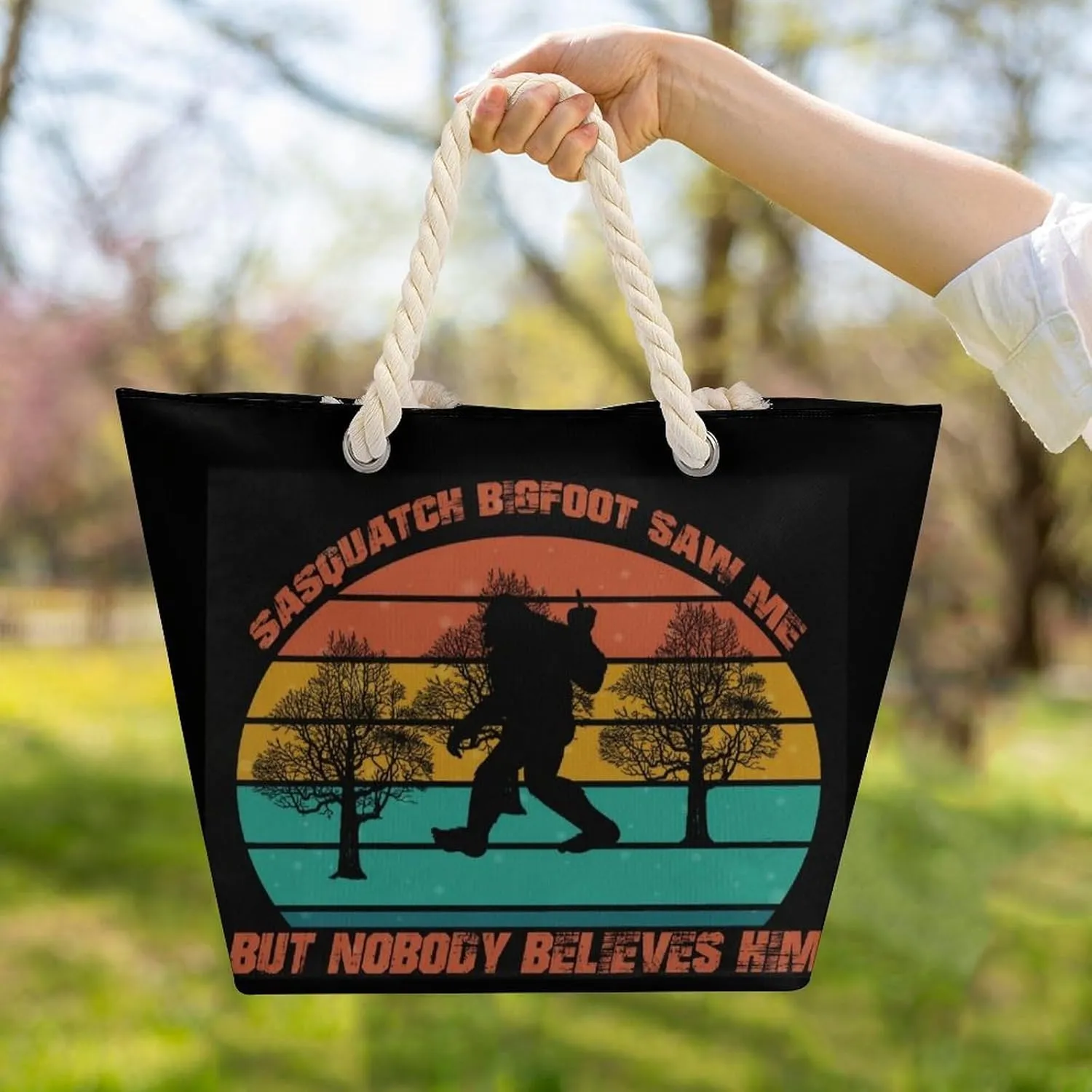 Tote Bag Large Handles Beach Bag with Zipper for Shopping Groceries Travel Outdoors Swim Pool Bag