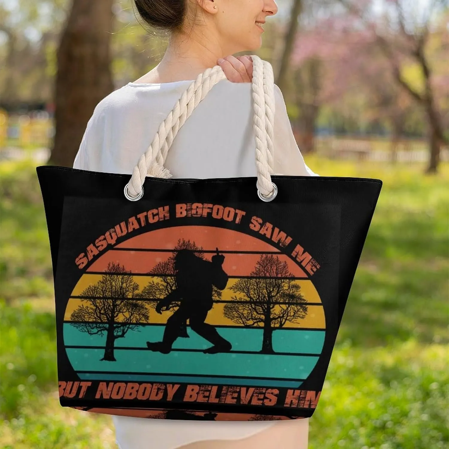 Tote Bag Large Handles Beach Bag with Zipper for Shopping Groceries Travel Outdoors Swim Pool Bag