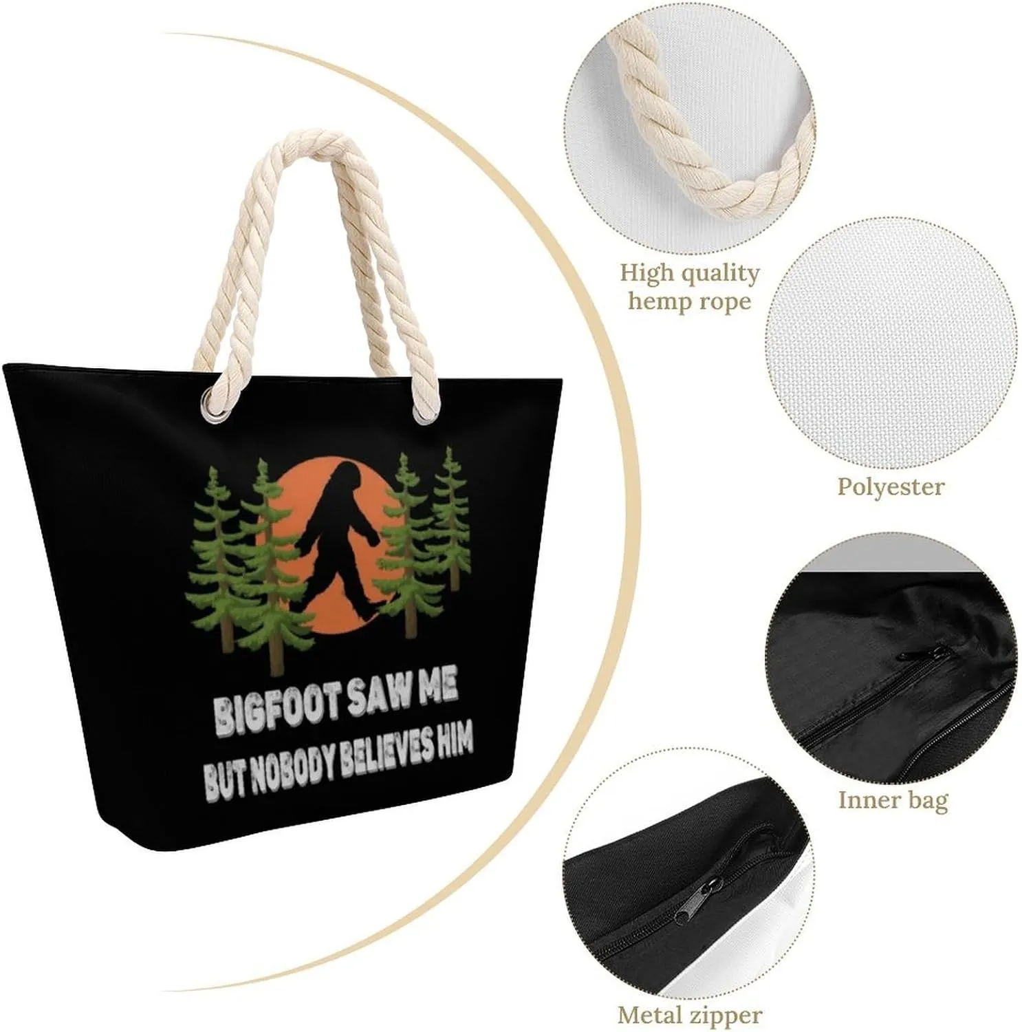 Tote Bag Large Handles Beach Bag with Zipper for Shopping Groceries Travel Outdoors Swim Pool Bag
