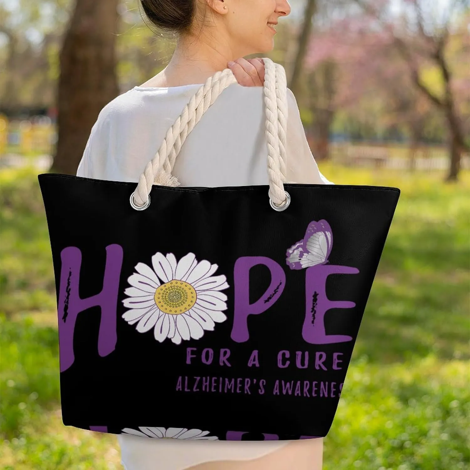 Tote Bag Large Handles Beach Bag with Zipper for Shopping Groceries Travel Outdoors Swim Pool Bag