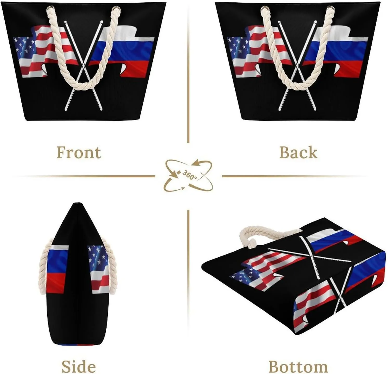 Tote Bag Large Handles Beach Bag with Zipper for Shopping Groceries Travel Outdoors Swim Pool Bag