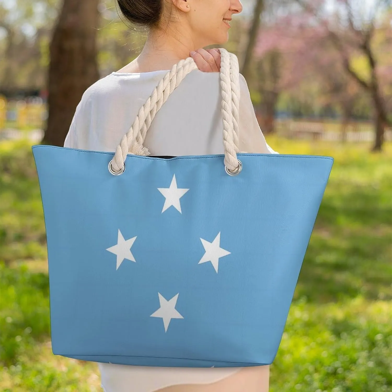 Tote Bag Large Handles Beach Bag with Zipper for Shopping Groceries Travel Outdoors Swim Pool Bag