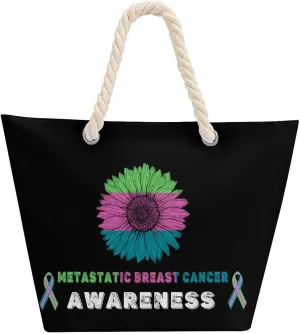 Tote Bag Large Handles Beach Bag with Zipper for Shopping Groceries Travel Outdoors Swim Pool Bag