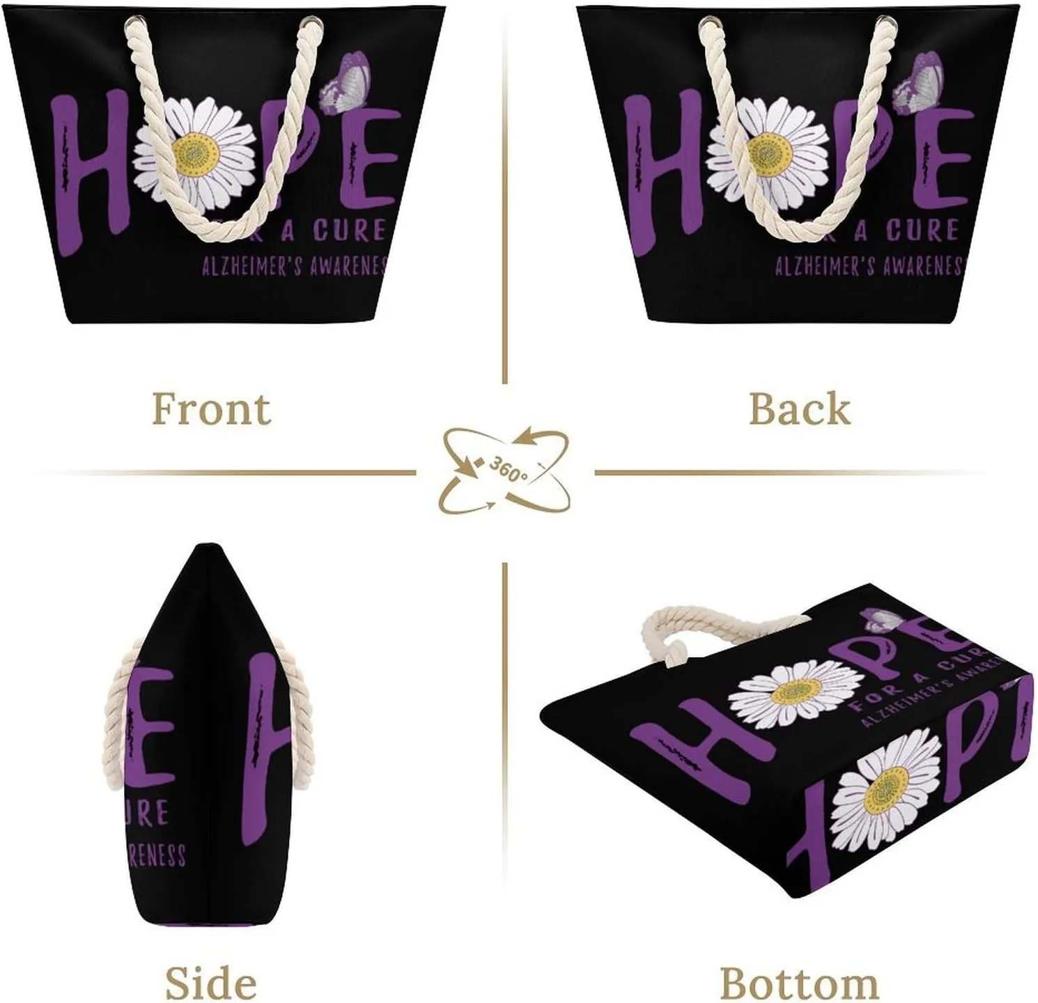 Tote Bag Large Handles Beach Bag with Zipper for Shopping Groceries Travel Outdoors Swim Pool Bag