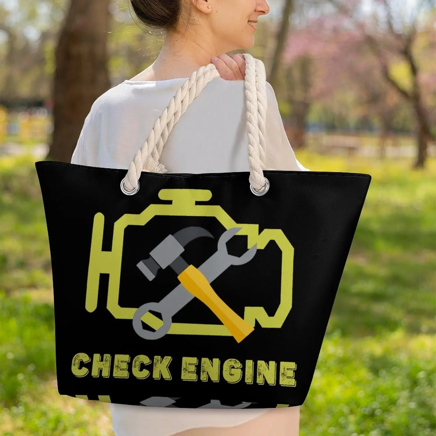 Tote Bag Large Handles Beach Bag with Zipper for Shopping Groceries Travel Outdoors Swim Pool Bag