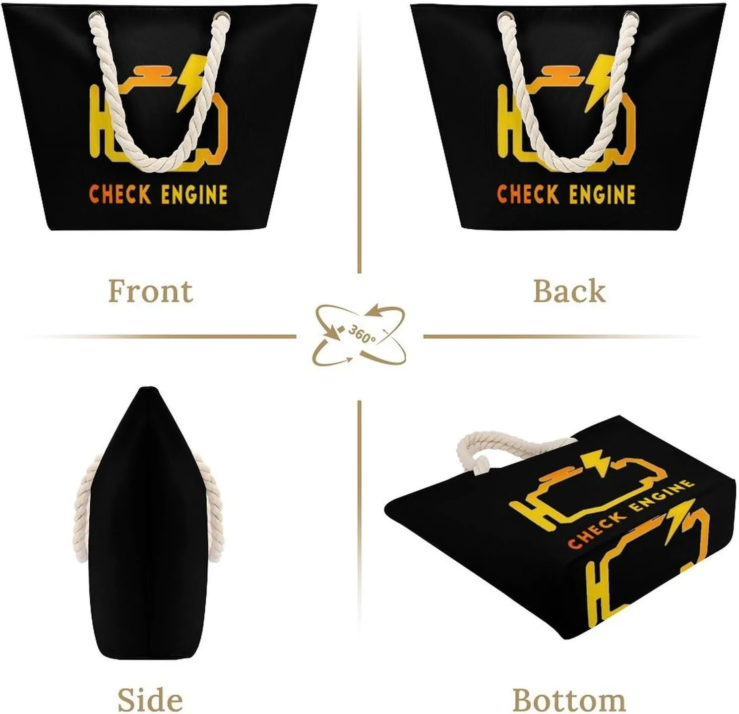 Tote Bag Large Handles Beach Bag with Zipper for Shopping Groceries Travel Outdoors Swim Pool Bag