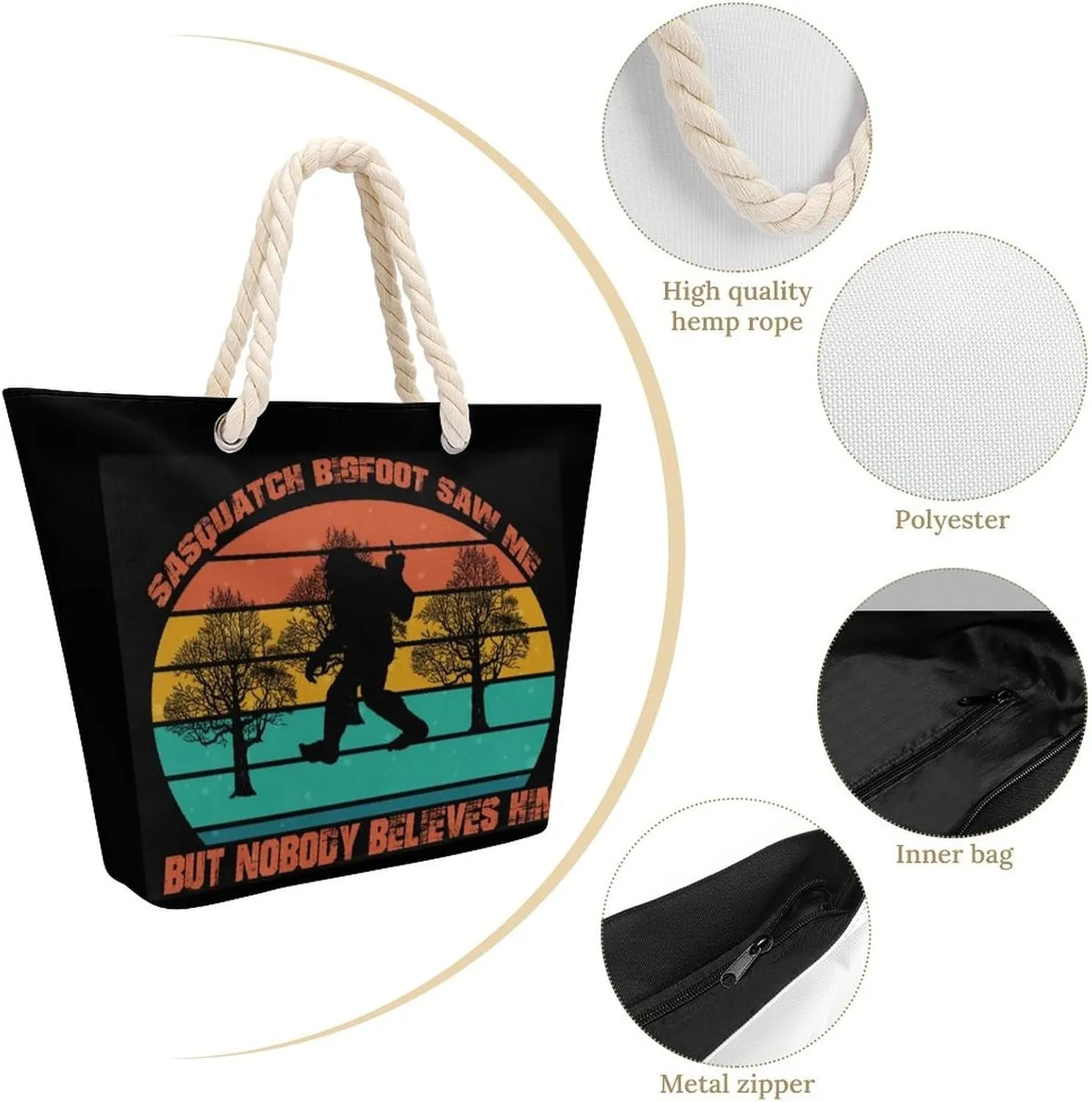 Tote Bag Large Handles Beach Bag with Zipper for Shopping Groceries Travel Outdoors Swim Pool Bag