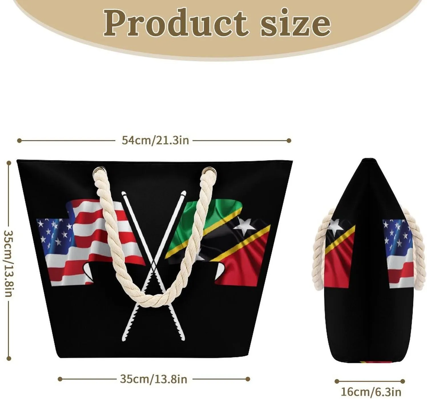 Tote Bag Large Handles Beach Bag with Zipper for Shopping Groceries Travel Outdoors Swim Pool Bag