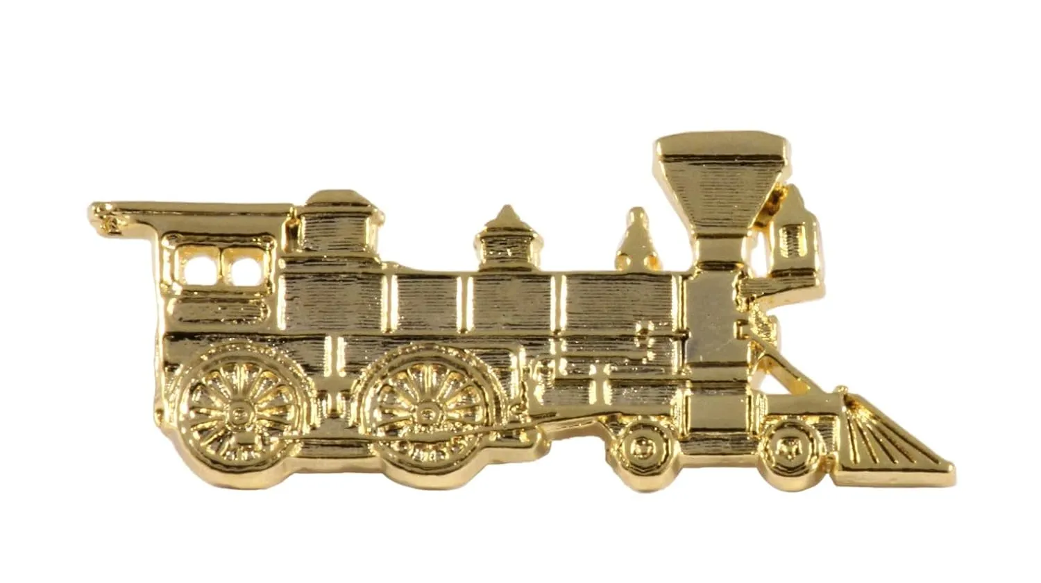 Train Engine Pin, Locomative, Train, Track, Lapel, Brooch, Hat, Pins, Pewter, Copper, Gold, Over 25 Transportation Designs, Made in the USA. A245Z (Gold Plated)