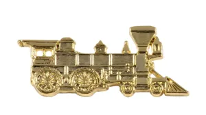 Train Engine Pin, Locomative, Train, Track, Lapel, Brooch, Hat, Pins, Pewter, Copper, Gold, Over 25 Transportation Designs, Made in the USA. A245Z (Gold Plated)