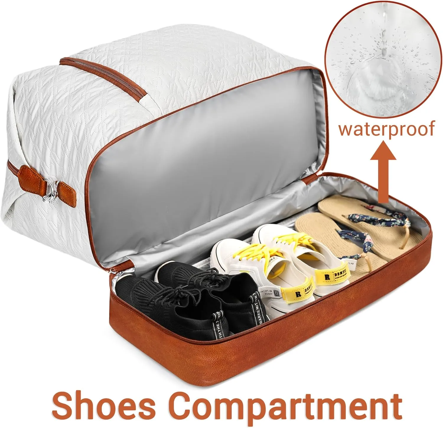 Travel Weekender Bag for Women, Overnight Bag with Shoe Compartment, Oversized Travel Duffel Bag Carry On Tote with Trolley Sleeve 21" for Weekend Travel Business Trip