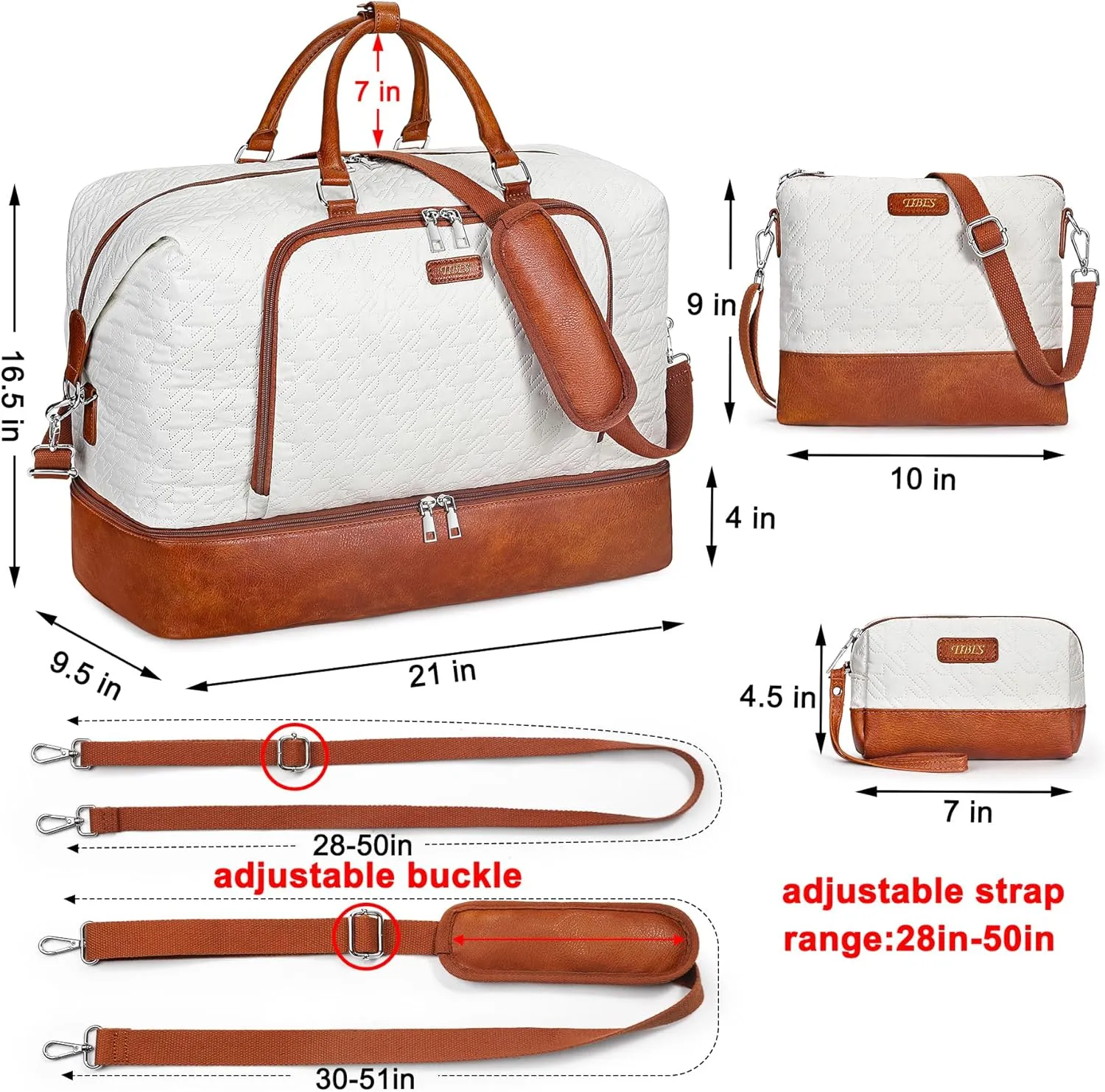 Travel Weekender Bag for Women, Overnight Bag with Shoe Compartment, Oversized Travel Duffel Bag Carry On Tote with Trolley Sleeve 21" for Weekend Travel Business Trip
