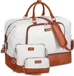 Travel Weekender Bag for Women, Overnight Bag with Shoe Compartment, Oversized Travel Duffel Bag Carry On Tote with Trolley Sleeve 21" for Weekend Travel Business Trip