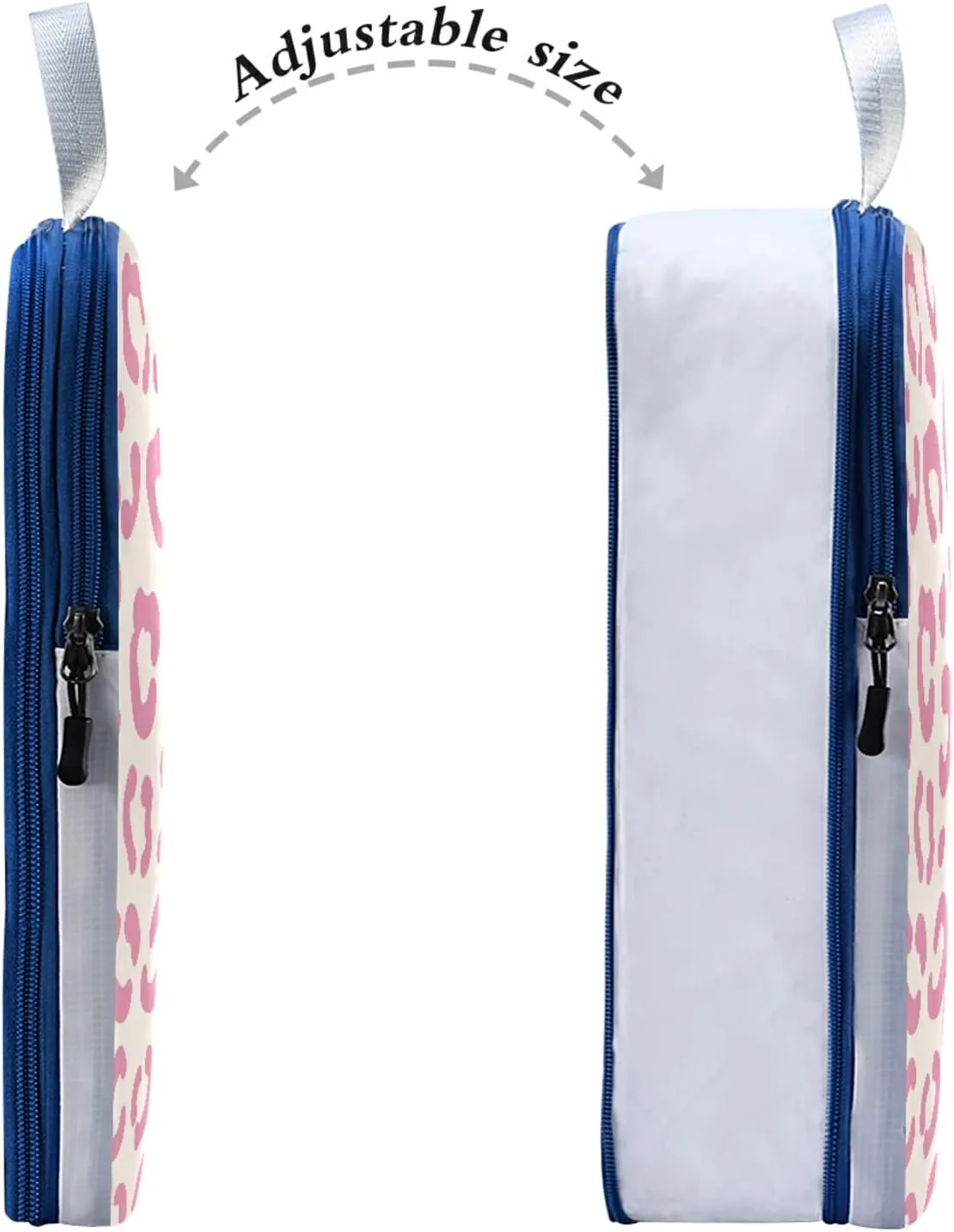 Trendy Wild Pink Leopard Skin Seamless On White 3 Set Packing Cubes, Travel Packing Organizers for Suitcases, Waterproof Check Oxford Toiletry Compression Luggage Storage Bag