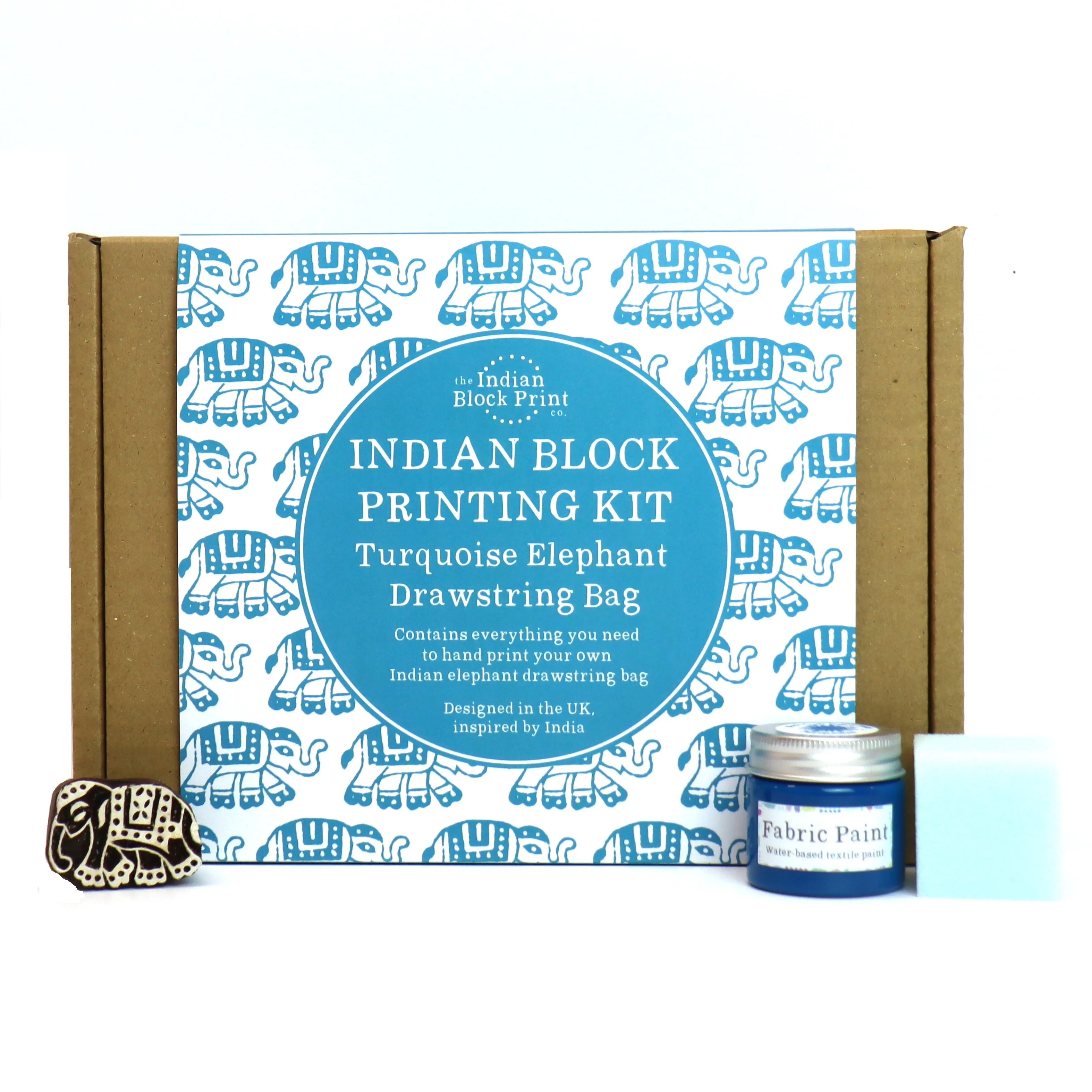 Turquoise Elephant Indian Block Printing Kit