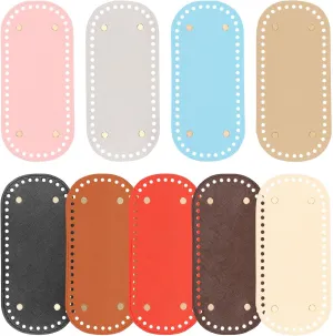 UKQRRTC 9 Pack Crochet Bag Base PU Leather Bag Bottom Shaper Pad Long Oval Purse Bottom Pad with Holes Oval Handbag Bottom Base for Backpack Shoulder Bag Handbag