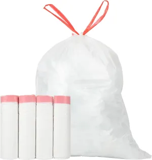 Ultra Thick Heavy Duty Plastic 15 Gallon Drawstring Trash Bags Large 80 Count White Leak Proof Garbage Bags for Tall Kitchen Home Office Outdoor