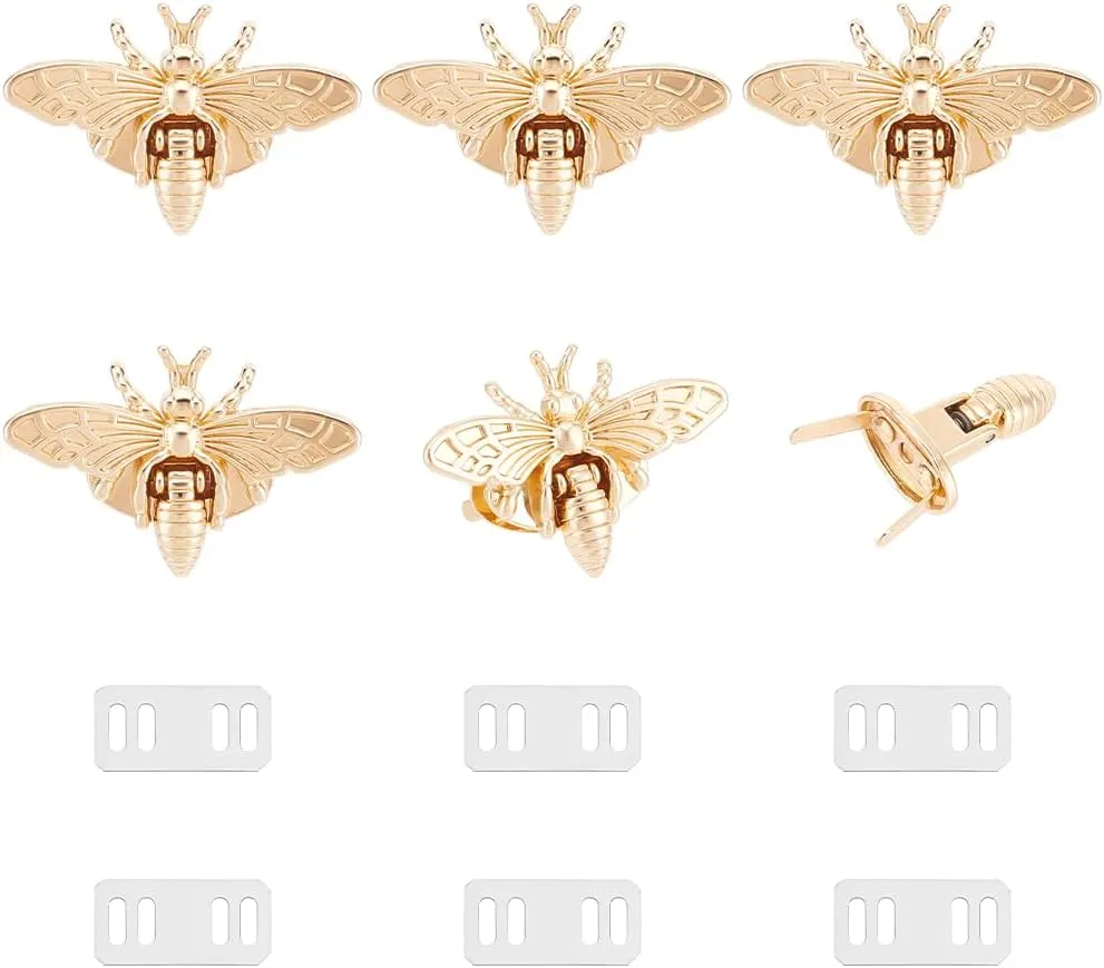 UNICRAFTALE 6Pcs Bee Lock Clutch Closure Purse Turn Lock Light Gold Purse Twist Lock Alloy Purse Clasp Bag Purse Buckle Handbag Clasp Twist Lock for Shoulder Bag Making Book Leather Wallet