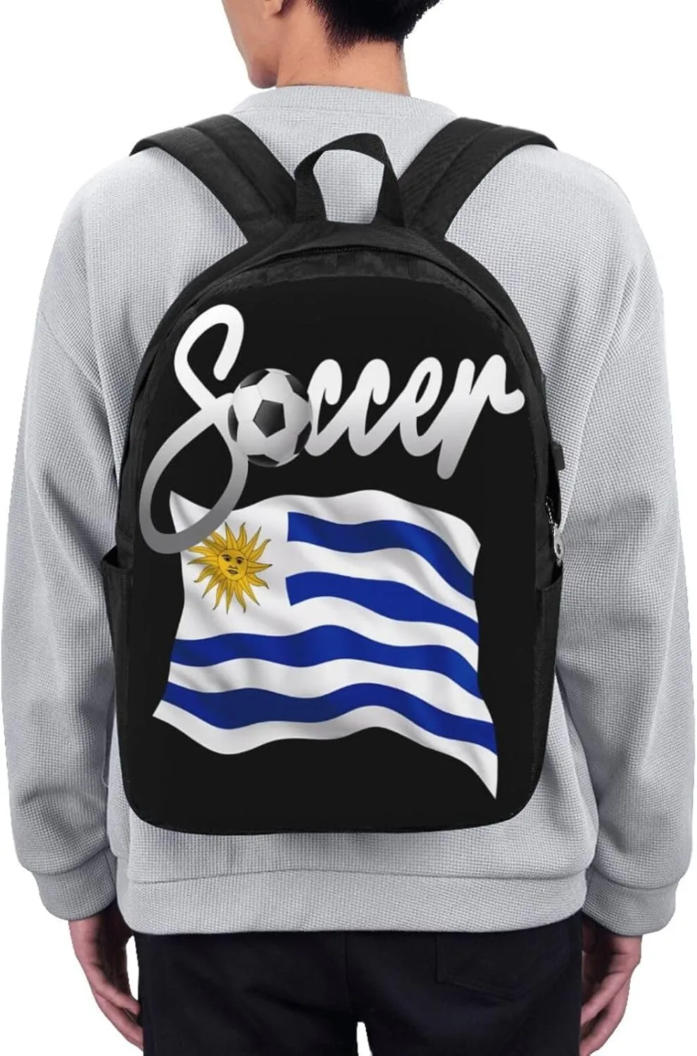 Uruguay Uruguayan Soccer Football Flag Laptop Backpacks Travel Backpack Casual Business Daypack Sport Rucksack Computer Bag Fits up to 17 Inch Notebook with USB Port