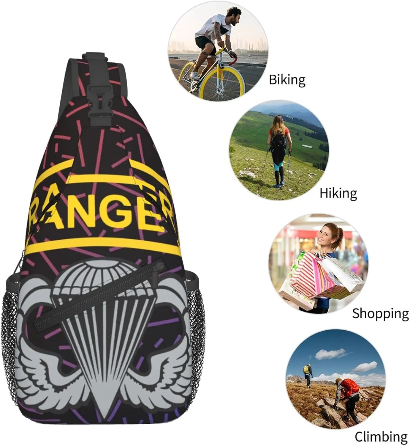 Us A-rmy Ranger With Airborne Wings Small Crossbody Backpack Sling Bag For Men Women Mini One Shoulder Chest Bags Gym Sport Travel Hiking Daypack