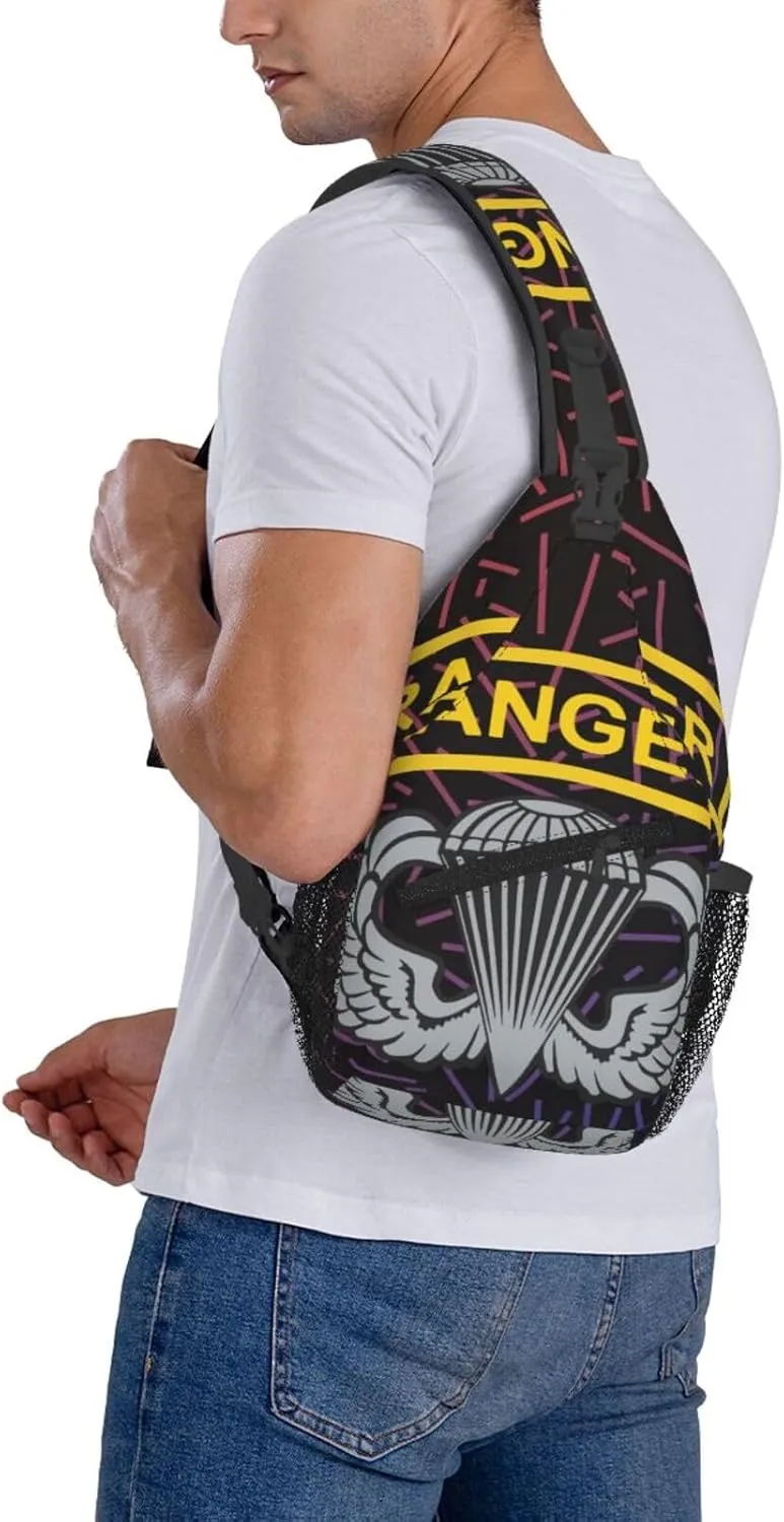 Us A-rmy Ranger With Airborne Wings Small Crossbody Backpack Sling Bag For Men Women Mini One Shoulder Chest Bags Gym Sport Travel Hiking Daypack