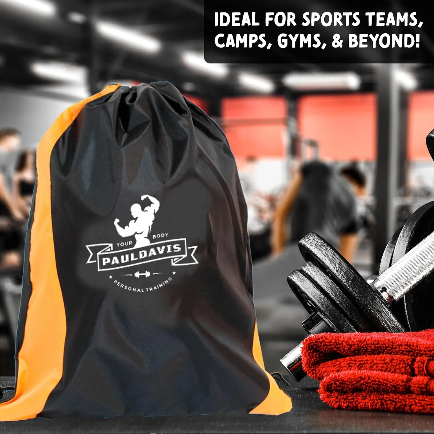 USMG Custom Two-Tone Wavy Drawstring Tote Bags - Multi-Color Imprint for Promotions, Gifts, and Events