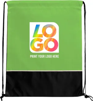 USMG Two Tone Classic Drawstring Tote Bags with Full Color Imprint for Marketing & Events