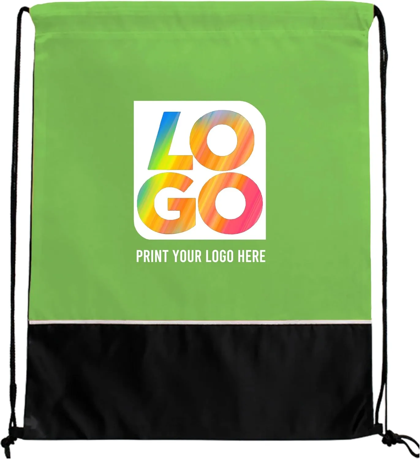 USMG Two Tone Classic Drawstring Tote Bags with Full Color Imprint for Marketing & Events