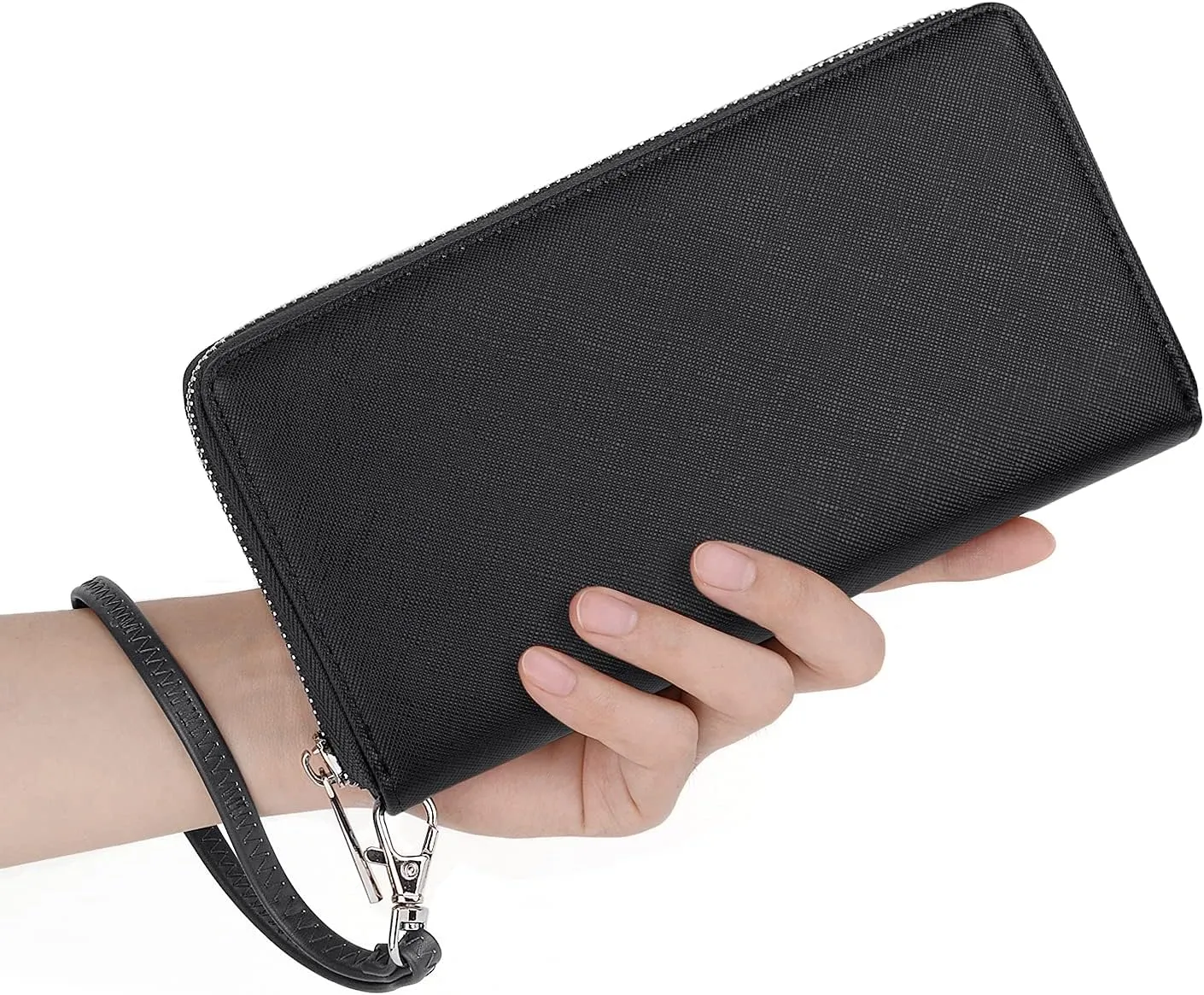 UTO Women Wallet Leather Zip Around Card Holder Checkbook Passport Organizer Ladies Travel Clutch with Wristlet