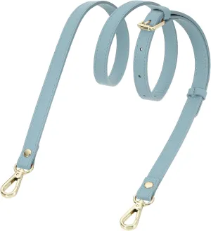uxcell Genuine Leather Purse Strap, 41.7"-51.2" Adjustable Crossbody Replacement Straps 0.6" Width for Women Handbags Shoulder Bag (Linen Blue, Gold Buckle)