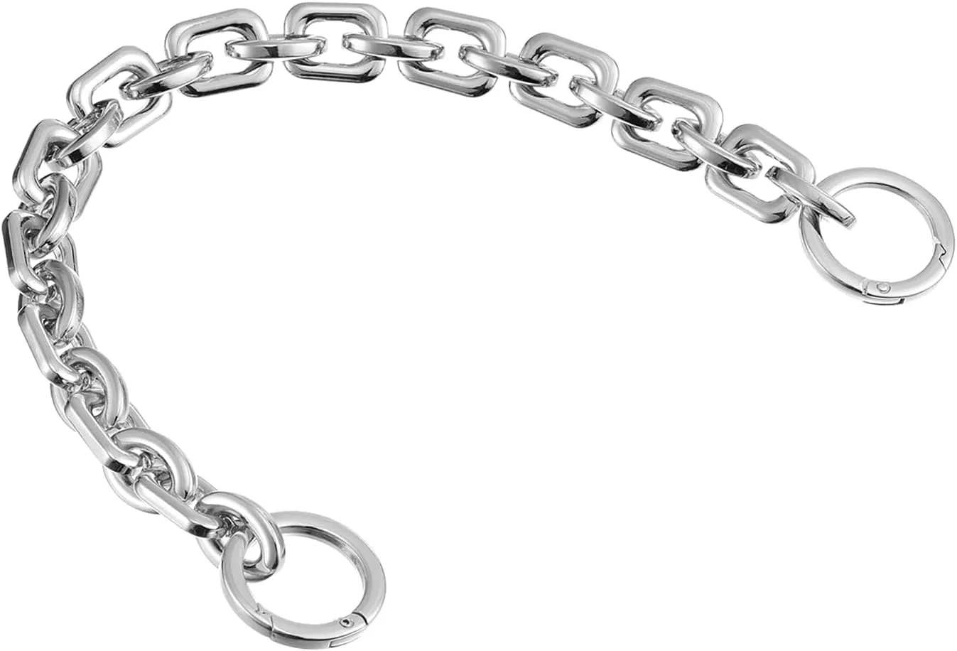 uxcell Mini Purse Chain Length 15.7inch, Nickel Plated Metal Flat Chain Strap for Shoulder Wallet Handbag Clutch Replacement Strap, Silver
