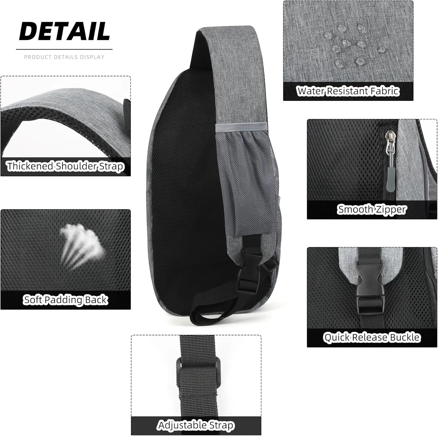 Valleycomfy Crossbody Sling Backpack Cross Body Shoulder Travel Bag Hiking Daypack Dark Grey