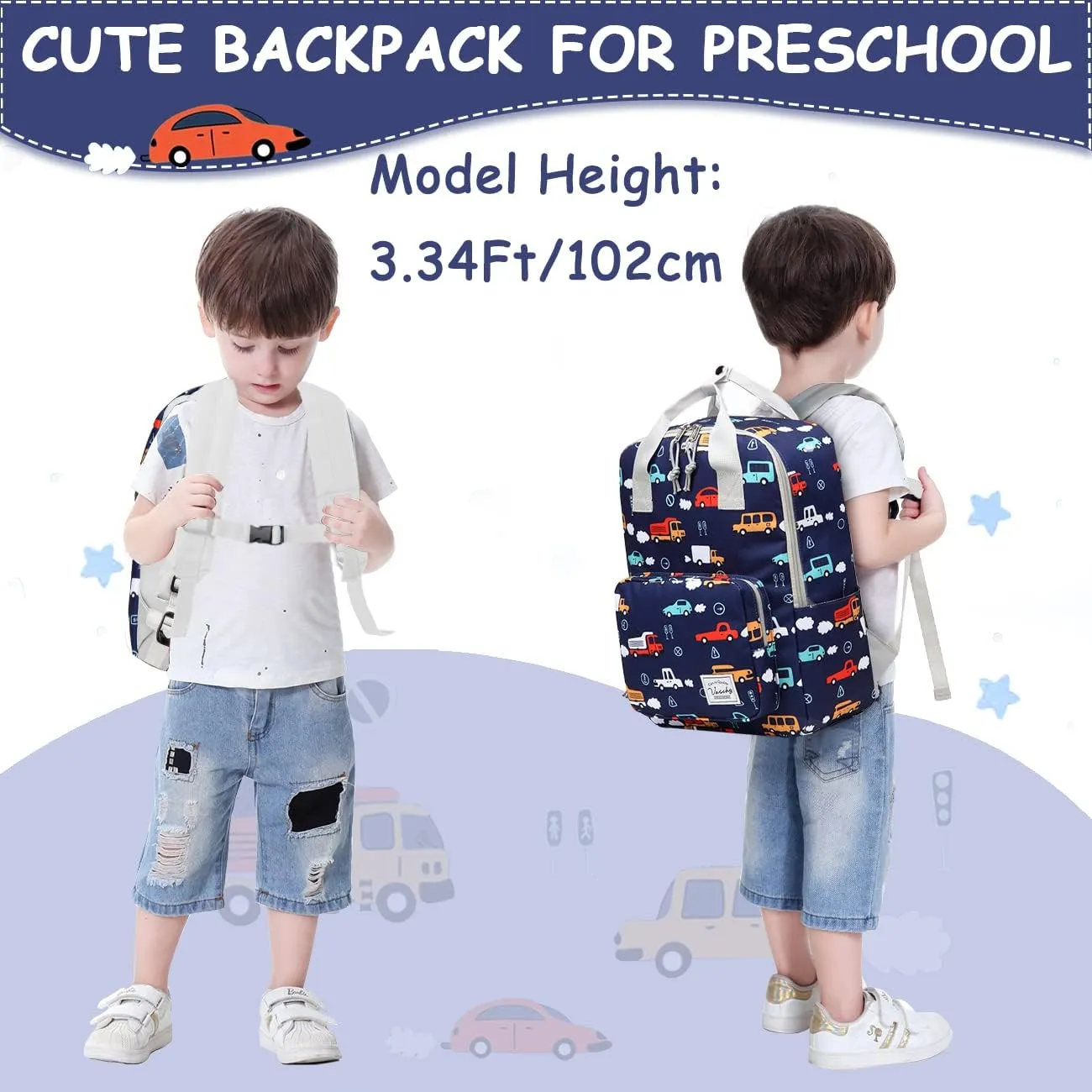 VASCHY Dinosaur Backpacks Kids, Lightweight Toddler Kids Preschool Backpack for Children