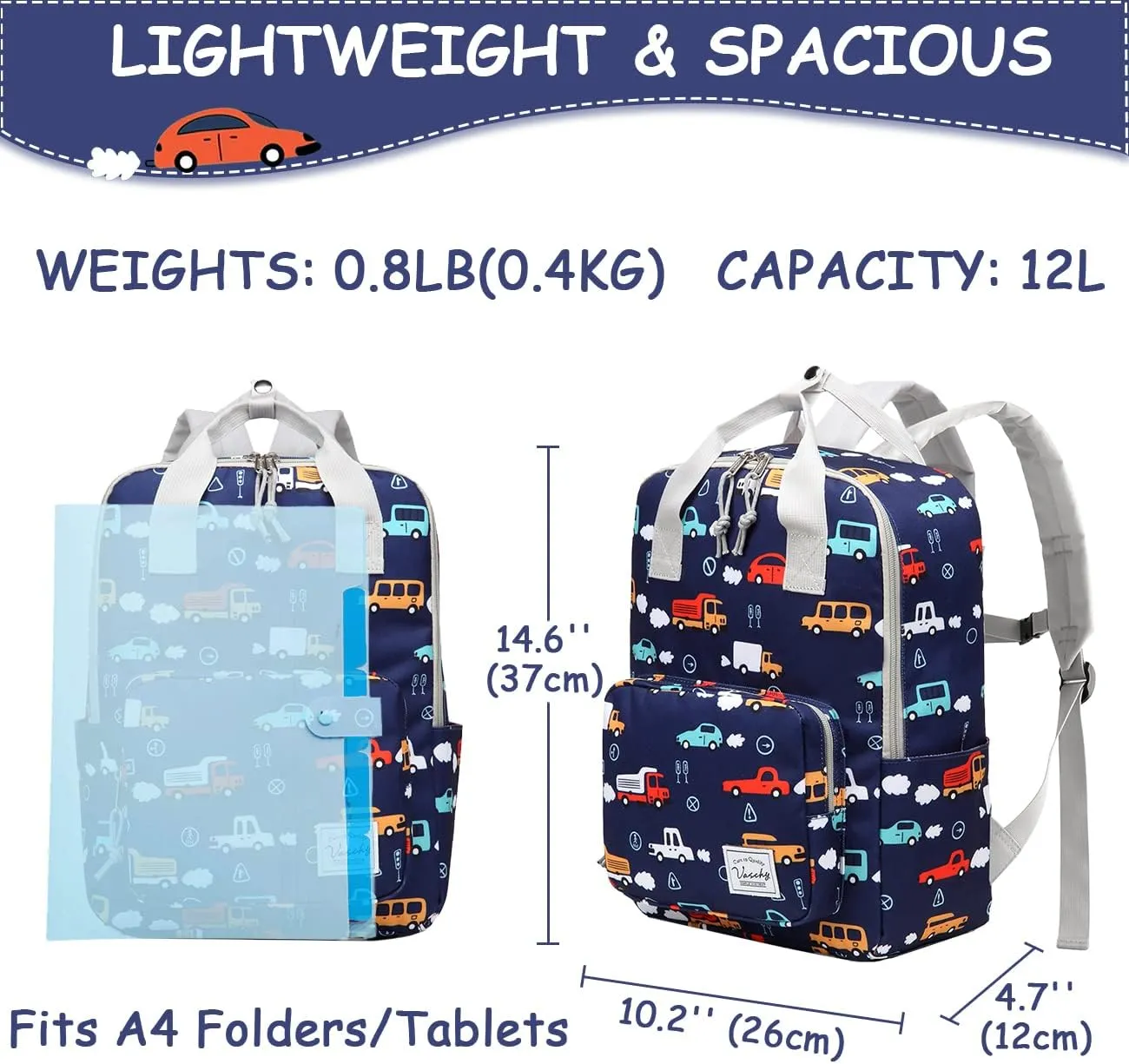 VASCHY Dinosaur Backpacks Kids, Lightweight Toddler Kids Preschool Backpack for Children