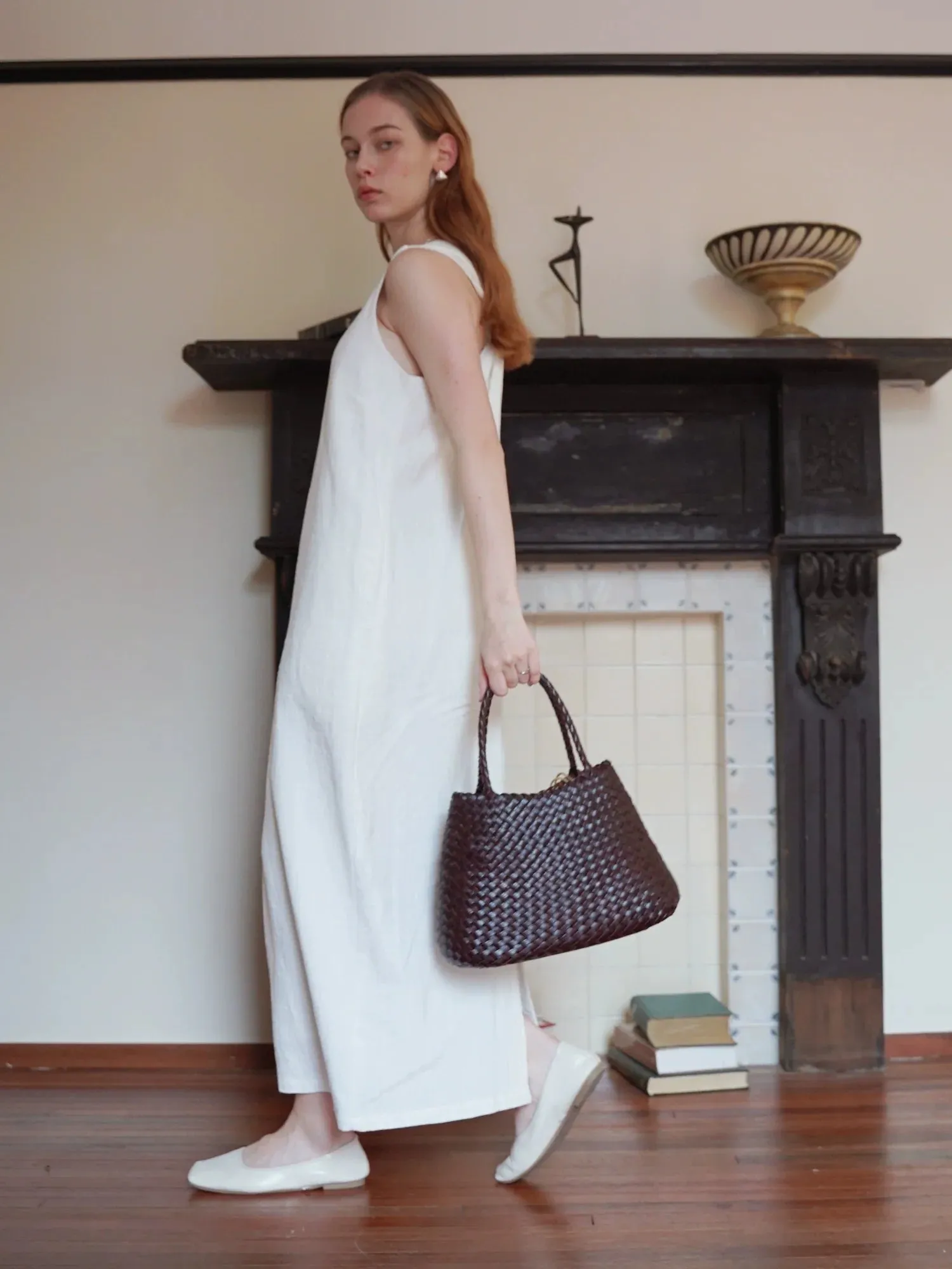Vegetable-Tanned Cowhide Woven Tote