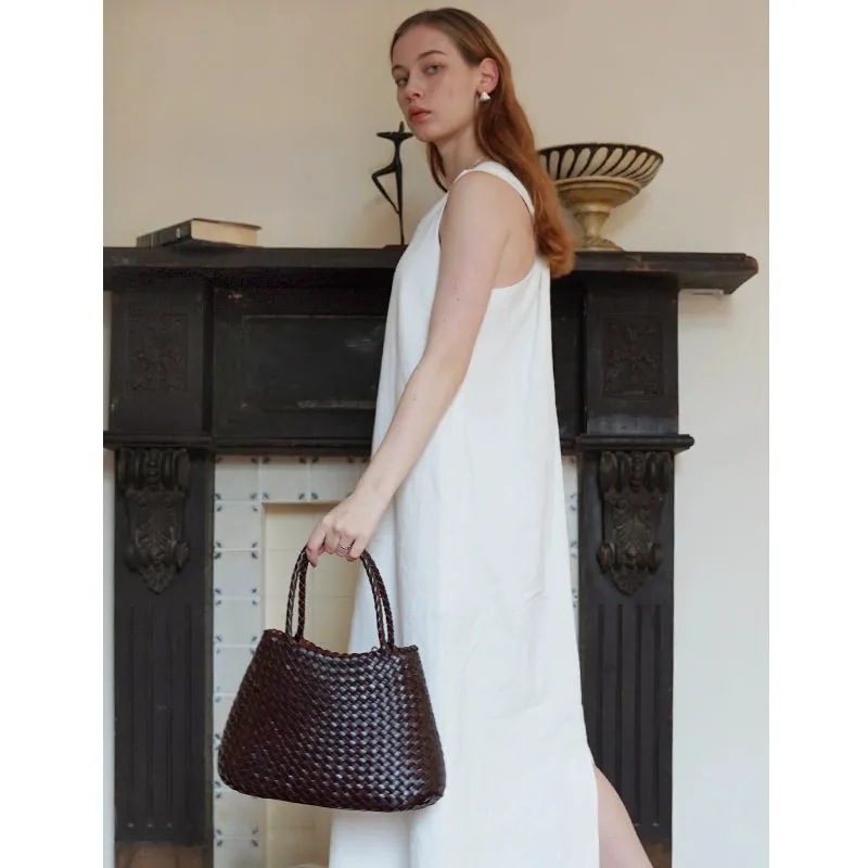 Vegetable-Tanned Cowhide Woven Tote