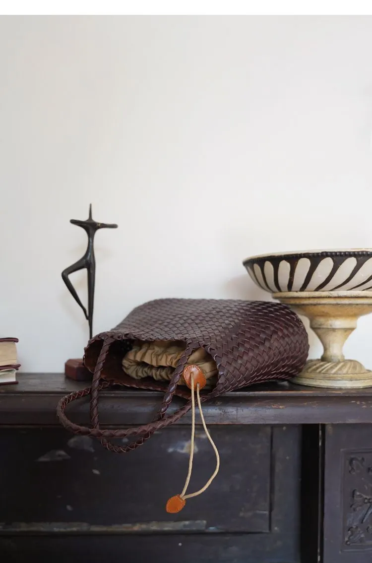 Vegetable-Tanned Cowhide Woven Tote