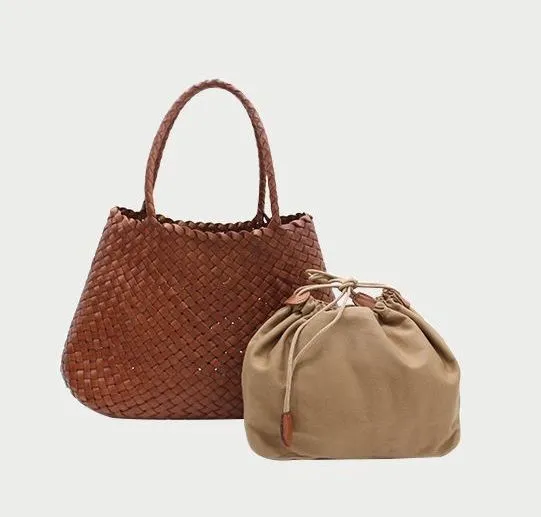 Vegetable-Tanned Cowhide Woven Tote