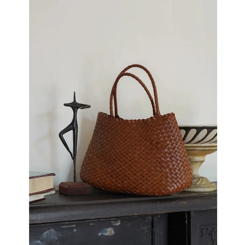 Vegetable-Tanned Cowhide Woven Tote