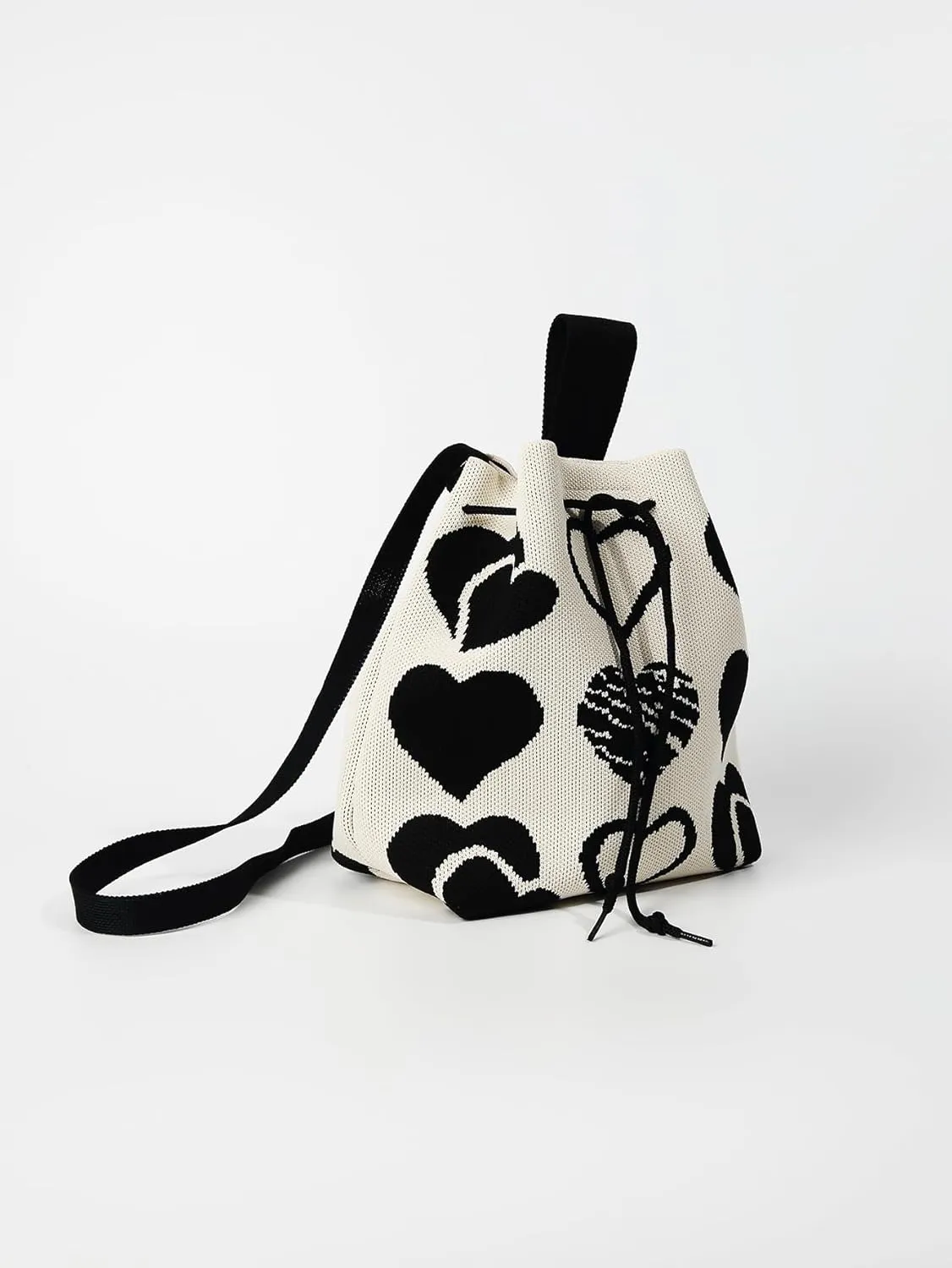 Verdusa Women's Crochet Drawstring Bucket Bag Tote Purse Crossbody Shoulder Bags