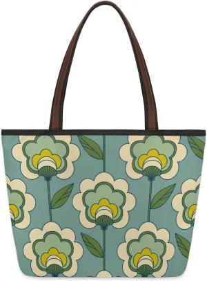 Vintage Abstract Flowers Tote Bag for Women Womens Handbags Tote Bag for Work Shopping Travel Beach