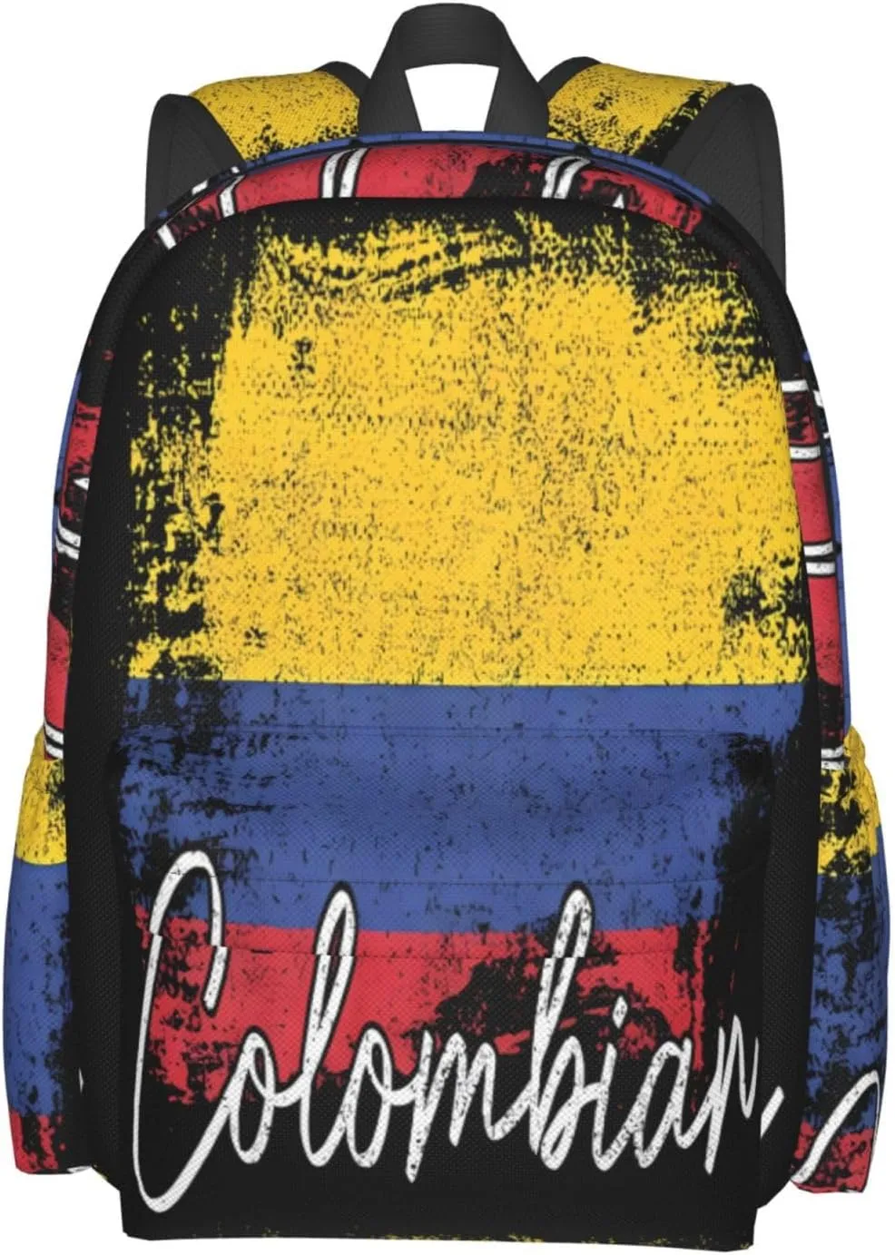 Vintage Colombia Flag Colombian Pride Roots Large Travel Backpack Casual Backpacks Laptop Daypack Working Rucksack Lightweight Back Pack Sports Bag with Adjustable Shoulder Strap