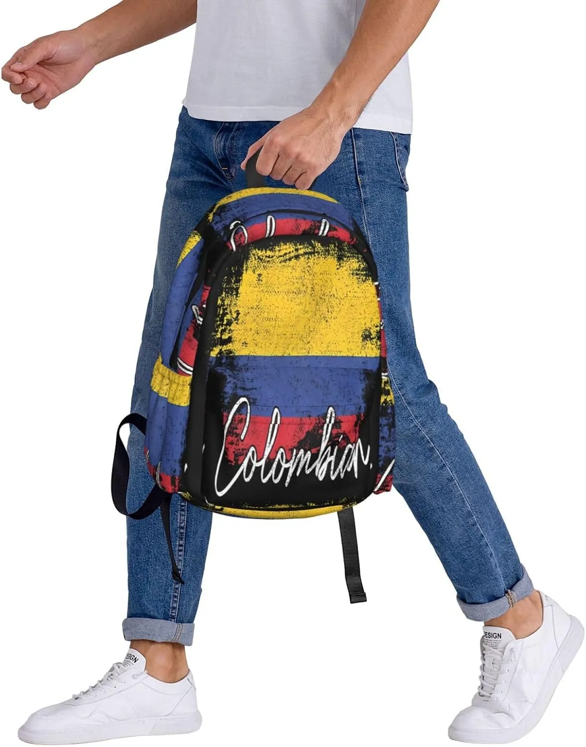 Vintage Colombia Flag Colombian Pride Roots Large Travel Backpack Casual Backpacks Laptop Daypack Working Rucksack Lightweight Back Pack Sports Bag with Adjustable Shoulder Strap